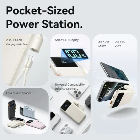 Vention Powerbank 10000mAh 22.5W Blanca con Cable USB Tipo-C Vention Powerbank 10000mAh 22.5W Blanca con Cable USB Tipo-C